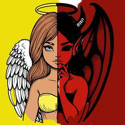 realistic angel half demon