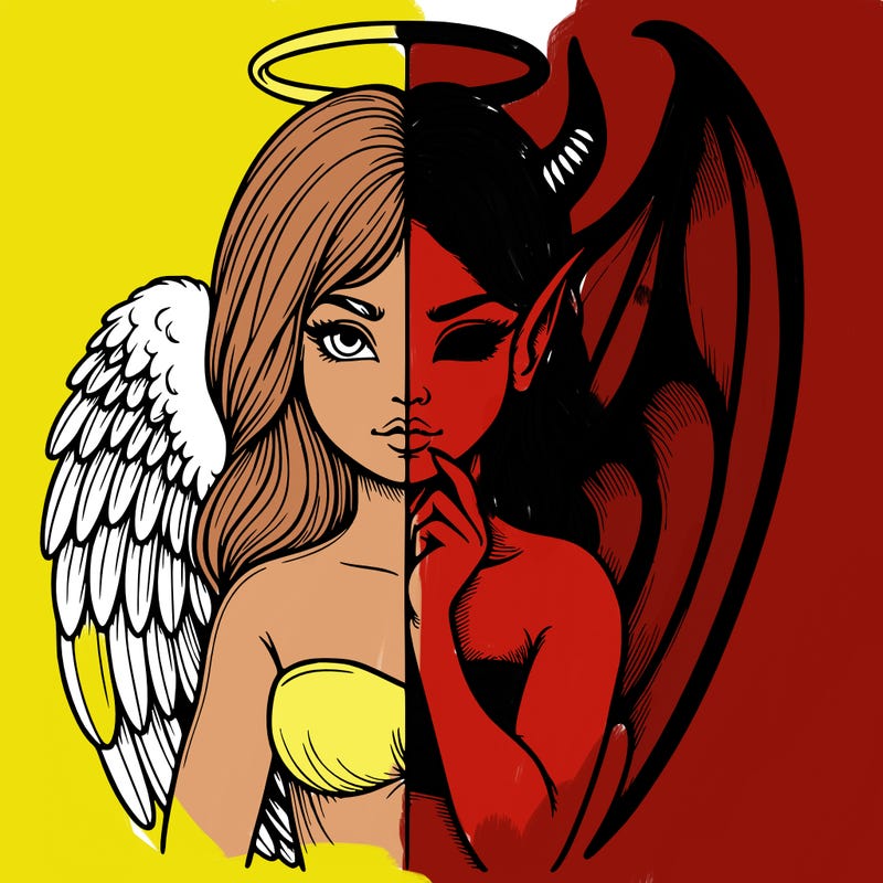 realistic angel half demon