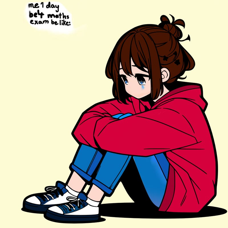 sad anime girl sitting alone