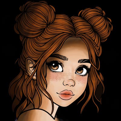 realistic girl with hair buns on her head