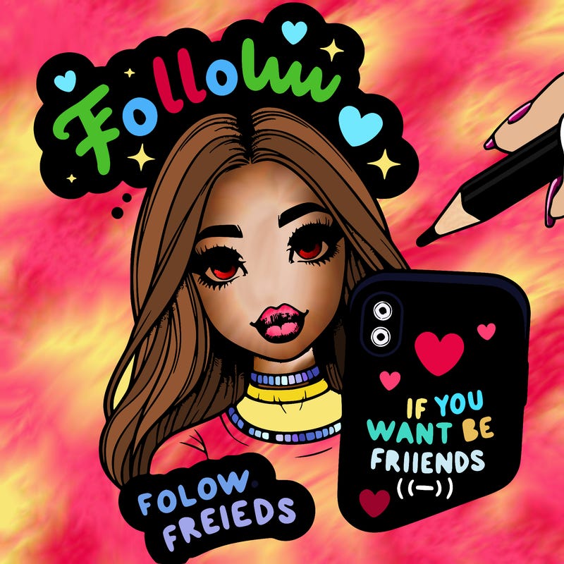 realistic 💋 saying “ follow if you want to be friends “