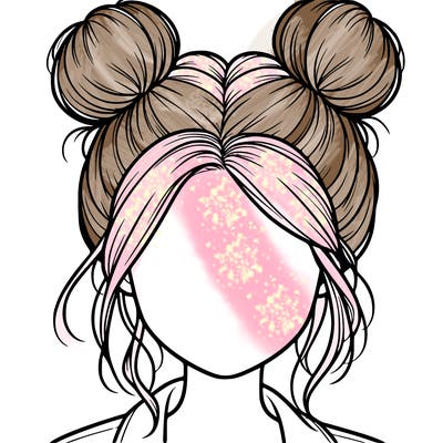 realistic girl with buns on the top of her hair