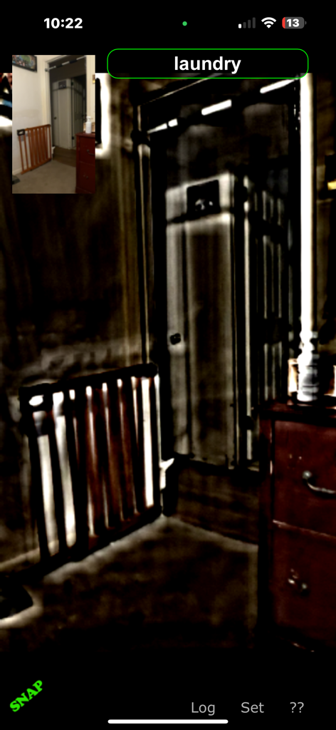 Ghost Camera by Pocket Future - Ghost Camera app interface showing a high contrast edge detection filter for paranormal investigation