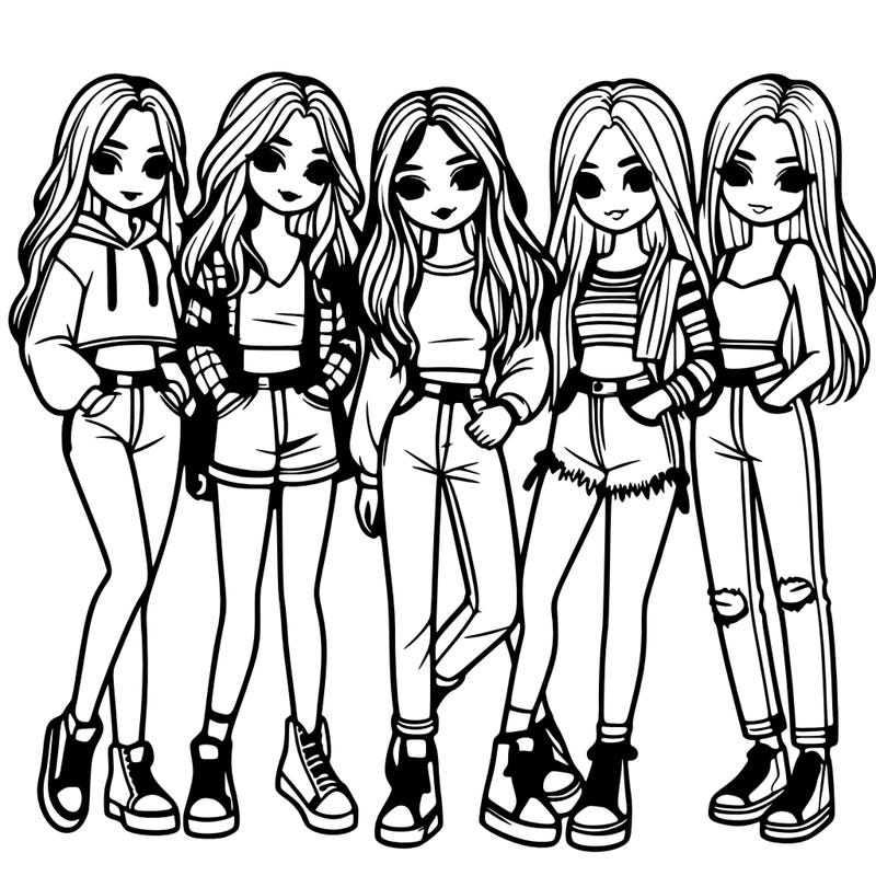 5 girls friends standing