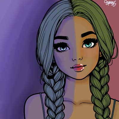 realistic girl with braids