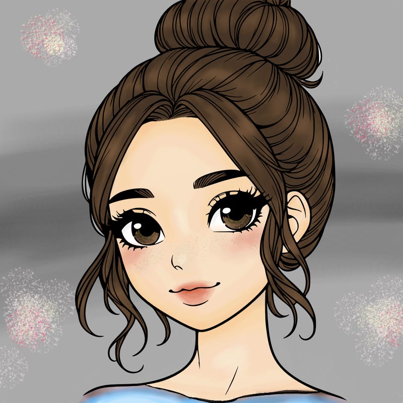 realistic pretty girl with hair in bun
