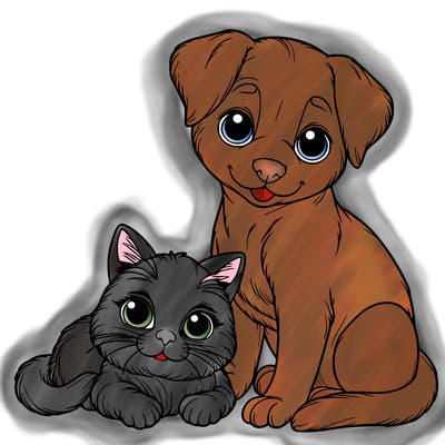 realistic cat and dog