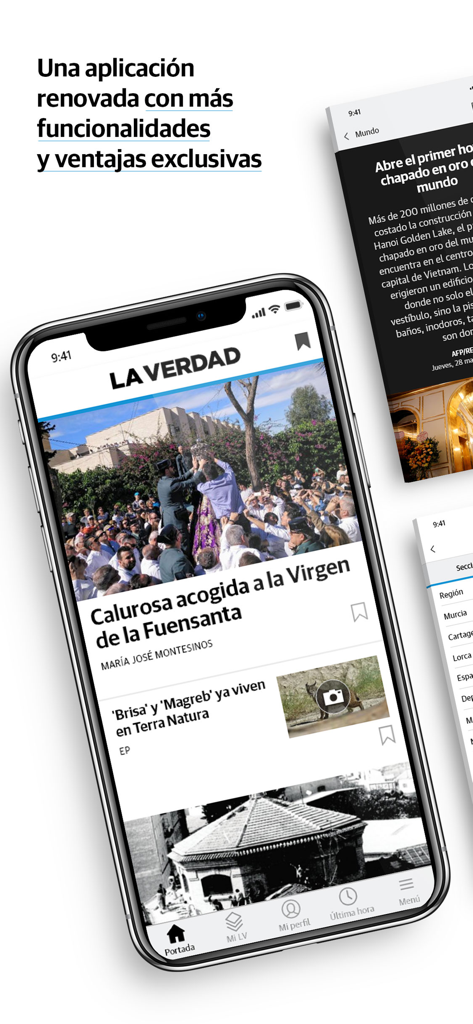 LA VERDAD - LA VERDAD news app interface displaying local news headlines from Murcia Spain