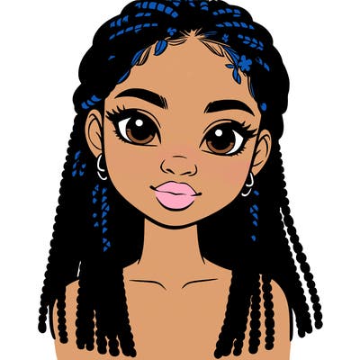 a realistic black girl with braids