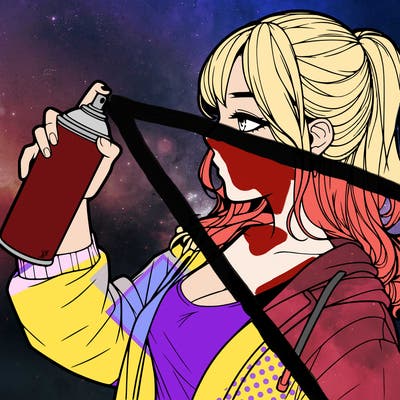 a realistic girl spray, painting