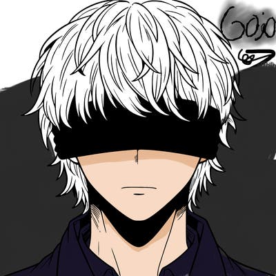 white haired man blindfolded