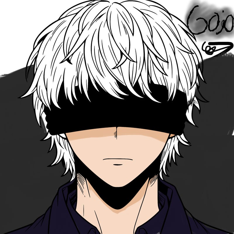 white haired man blindfolded