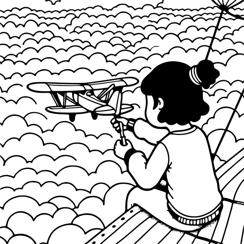 a girl doing an aerial background fuzzy skies