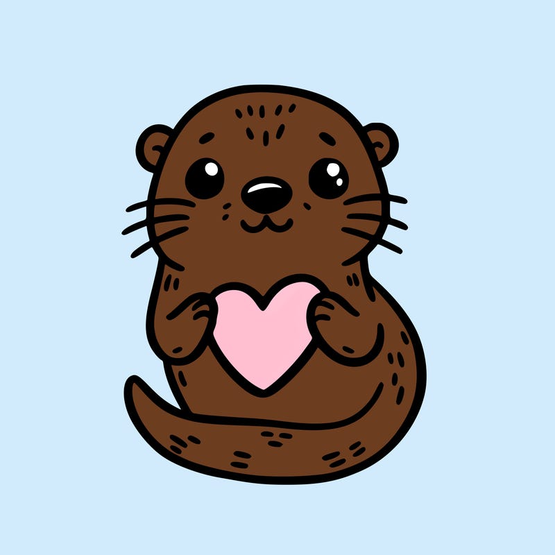 otter with a heart