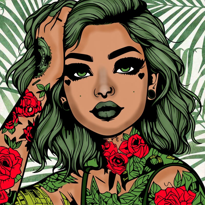 realistic girl with tattoos all over