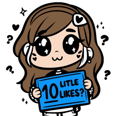 girl holding a sign that says 10 likes?