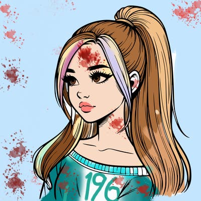 realistic girl with a high ponytail