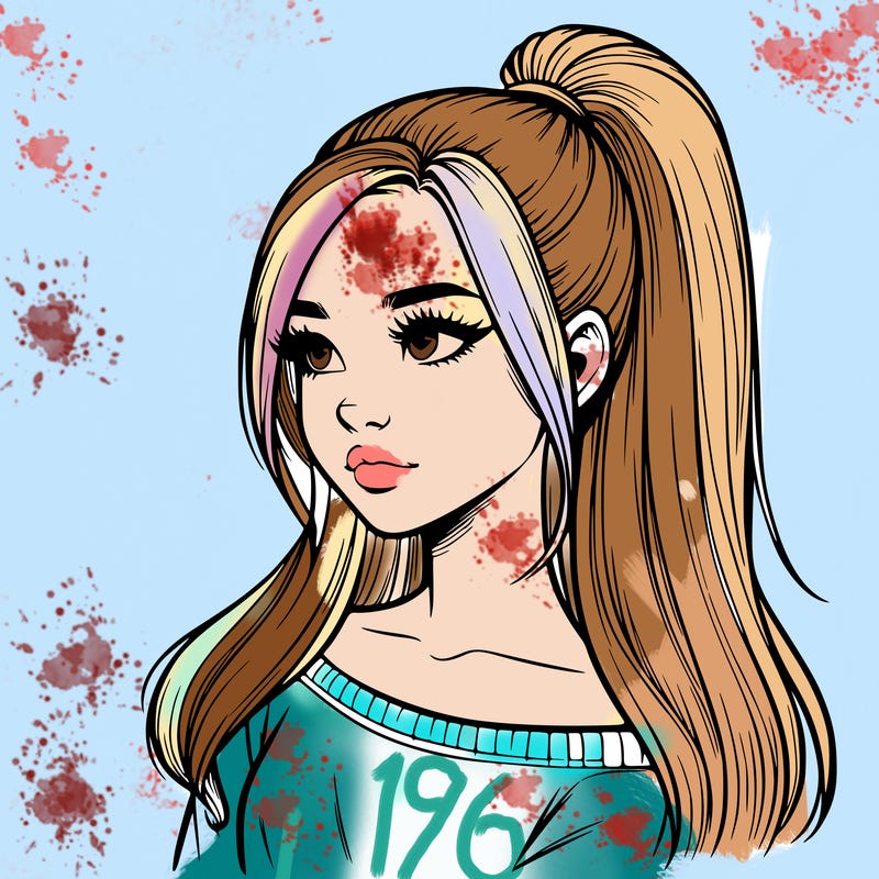 realistic girl with a high ponytail