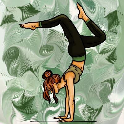 a woman doing a handstand