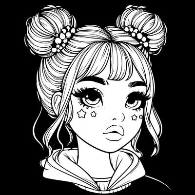 realistic girl with space buns