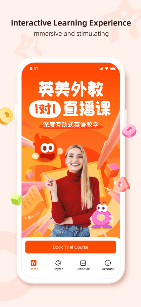 Lingostar - Interface do aplicativo Lingostar mostrando aprendizado de inglês um-a-um com um professor falante nativo