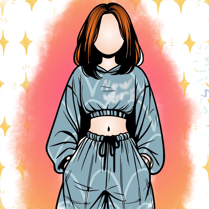realistic girl faceless with baggy pants and a crop top