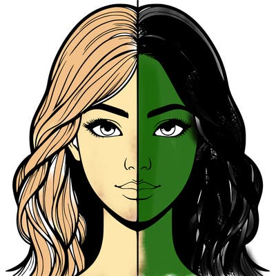 realistic girl, split