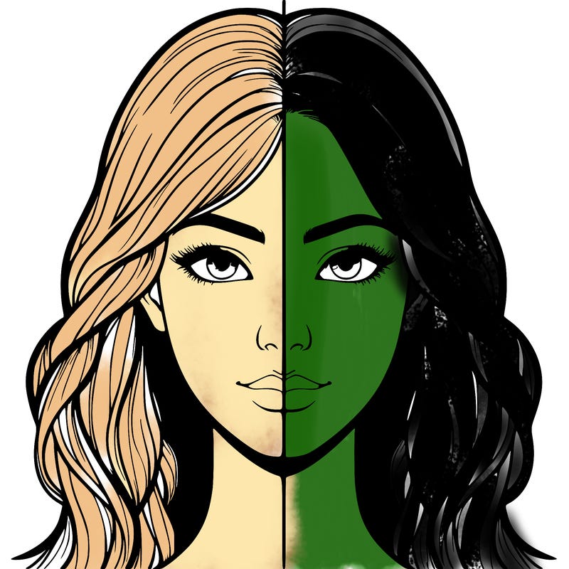 realistic girl, split