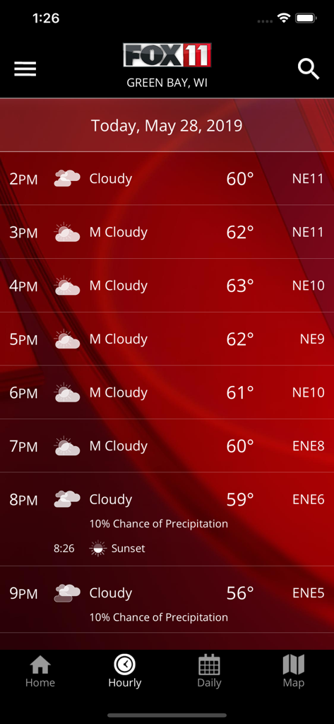 FOX 11 Weather - FOX 11 Weatherアプリのグリーンベイ、ウィスコンシン州の時間ごとの天気予報