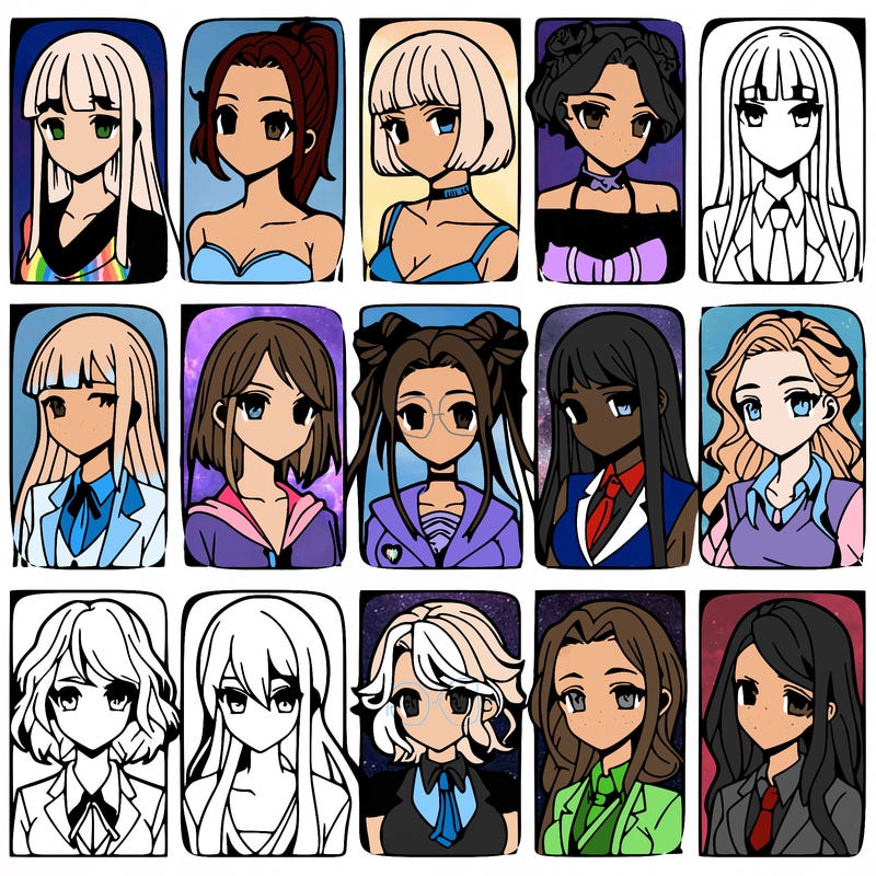 girls that look diffrent anime