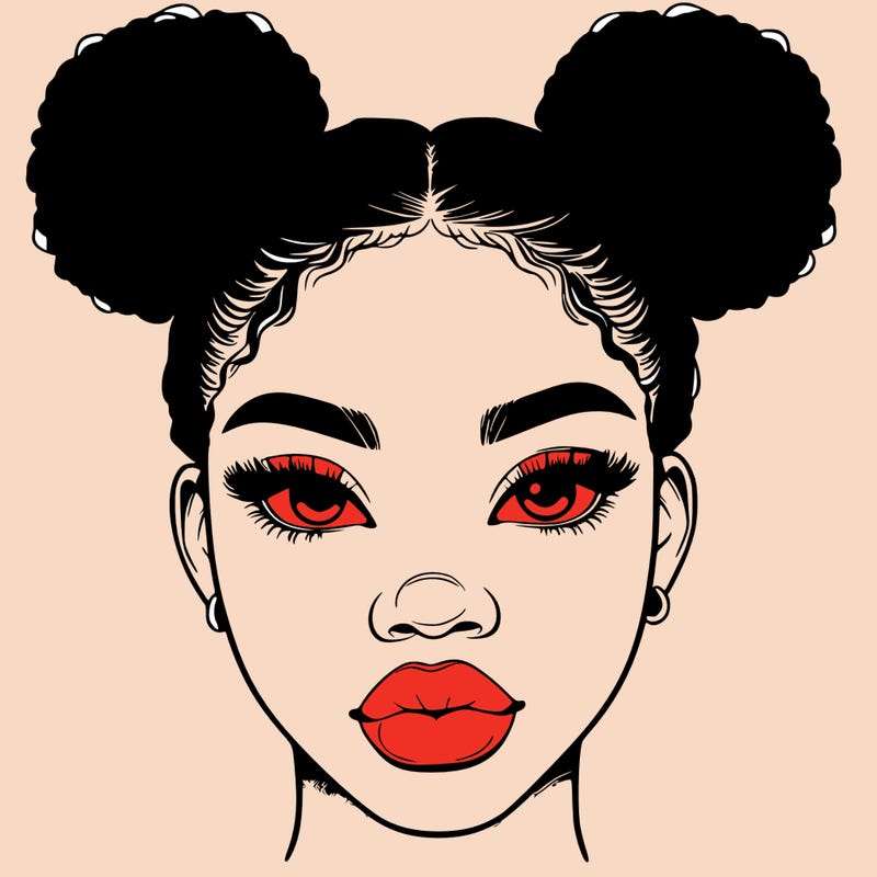 realistic black woman with two buns