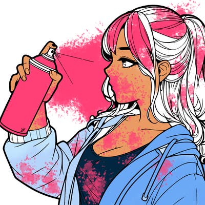 a realistic girl spray, painting