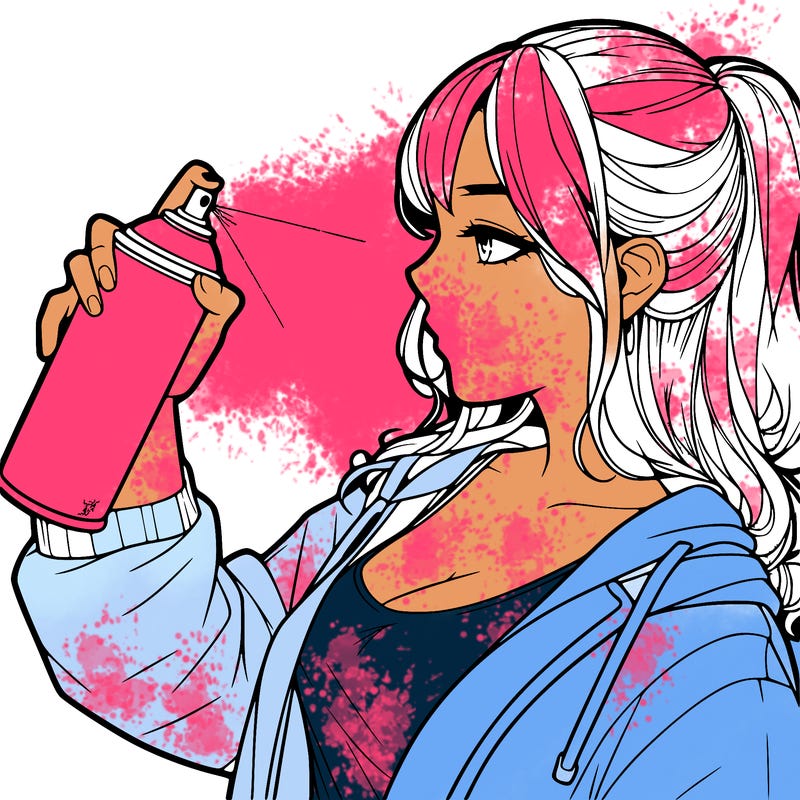 a realistic girl spray, painting