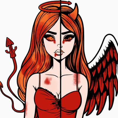 devil vs angel realistic girl