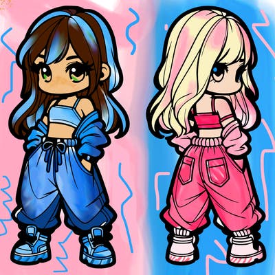 girl in crop top and baggy pants