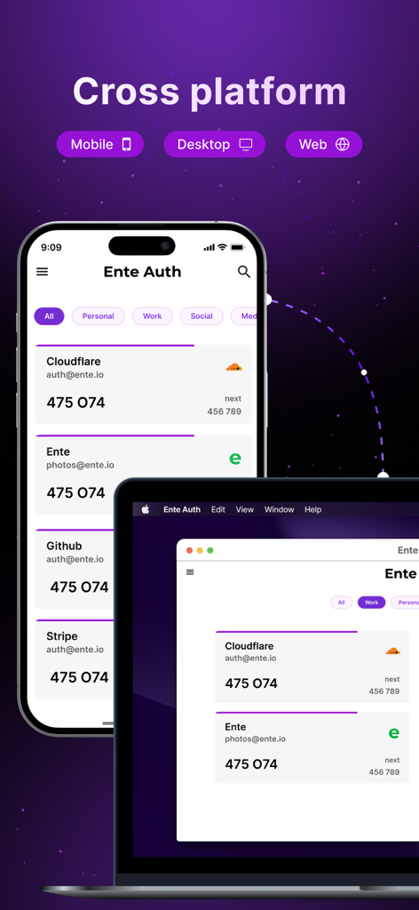Ente Auth - 2FA Authenticator - Ente Auth 2FA codes synced across mobile and desktop devices