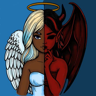 realistic angel half demon