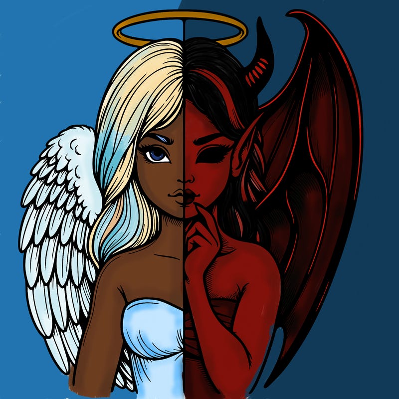 realistic angel half demon