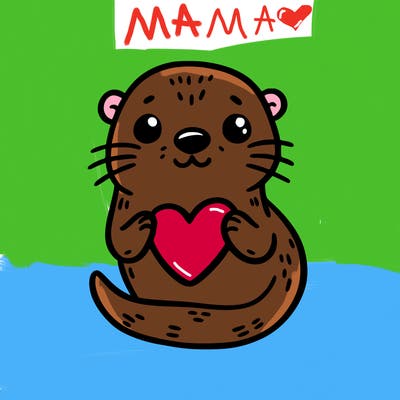 otter with a heart