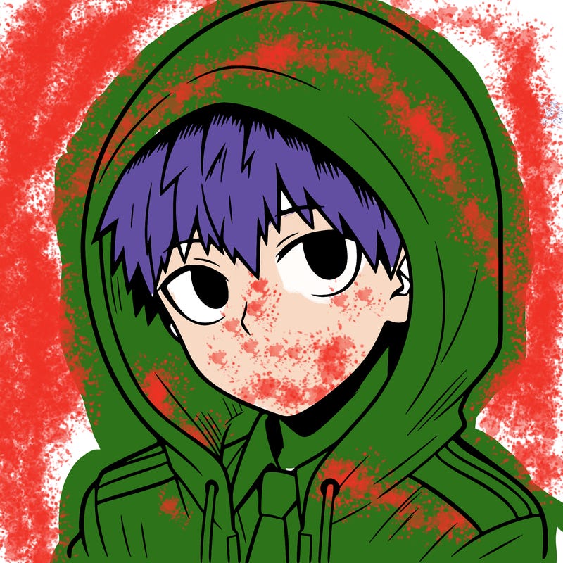 manga character with a hoodie