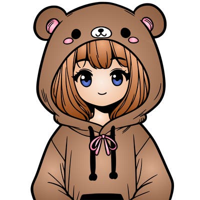 cute teen girl wearing a cute bear hoodie