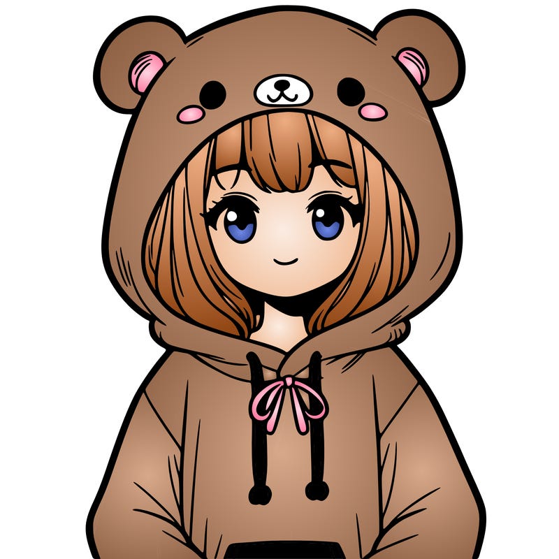 cute teen girl wearing a cute bear hoodie