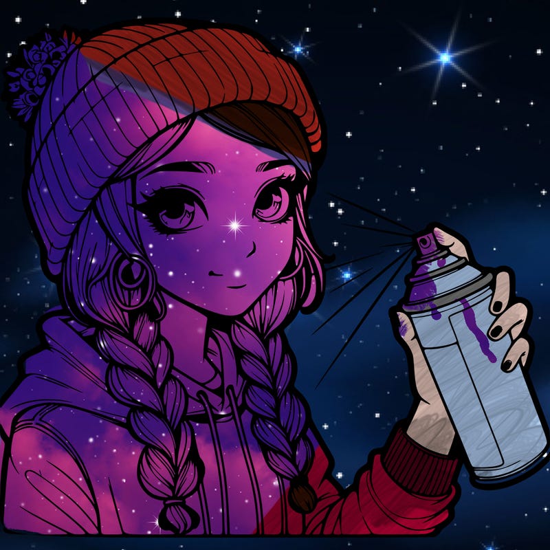 realistic girl spray painting