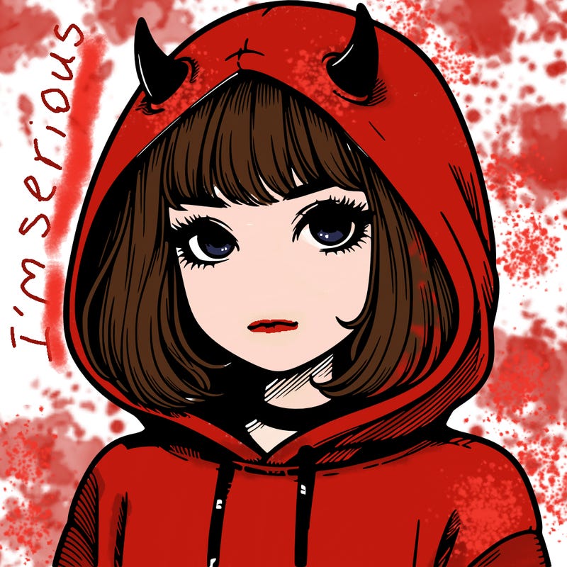 realistic girl with devil hoodie