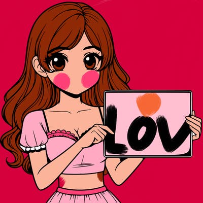 realistic pretty girl holding blank sign