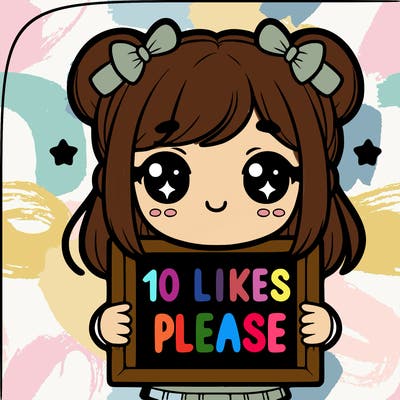 cute girl with sign that says 10 likes please