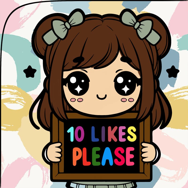 cute girl with sign that says 10 likes please