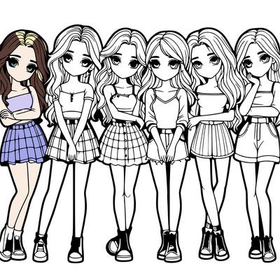 a group of girls realistic