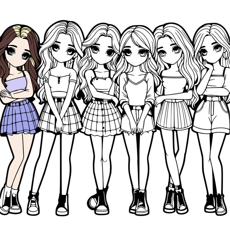 a group of girls realistic