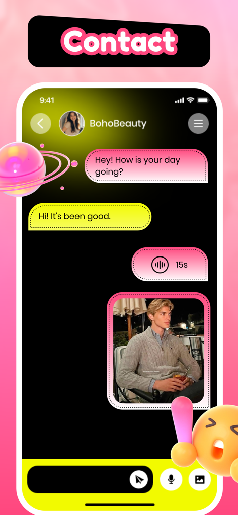 Adult Share & Chat - Vinta - Screenshot of the Vinta app chat interface showing a messaging conversation with text, voice notes, and a shared photo.